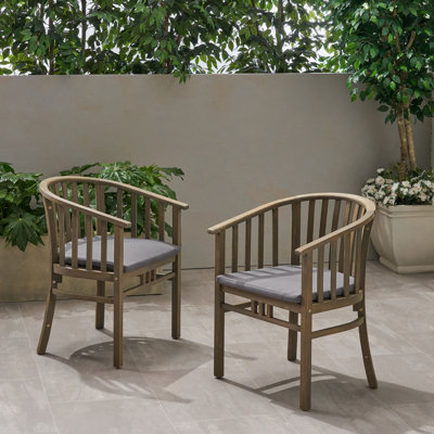 Ensemble de 2 chaises d'extérieur en bois avec coussins