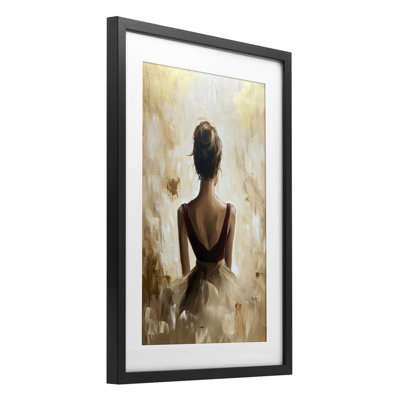 Ballerina Figure Abstract Portrait Framed Print Under Glass, design by Petal Prints Design