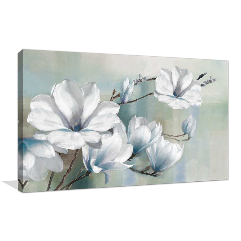 Spring Magnolias by Rogier Daniels - Painting, Wrapped Canvas, 28" H x 48" W x 1.5" D