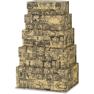 Boîtes de rangement en carton avec couvercles Vintage Voyage Vintage