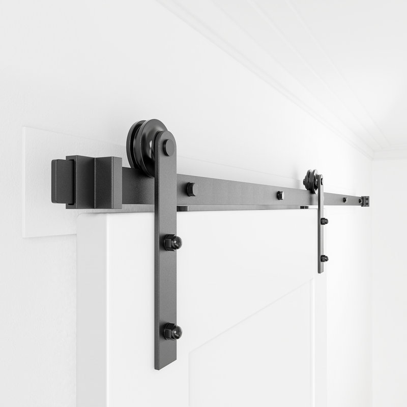 Matte Black Steel Sliding Barn Door Hardware Kit