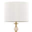 Lampe de table avec base en métal doré avec pierre de travertin et abat-jour chatoyant blanc - ensemble de 2