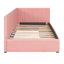 Lit de jour rembourré avec 2 tiroirs de rangement, structure de canapé-lit simple, sans sommier, tissu en lin (rose)-1627320752