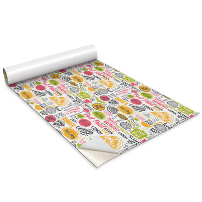 Fast Food Lunch Dinner 1m x 50cm Matte Peel & Stick Wallpaper Roll