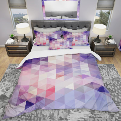 Square Composition with Geometric Shapes - Abstract Duvet Cover Set - Microfiber Polyester