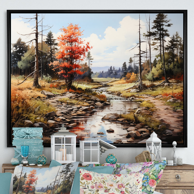 " Forest Adirondack Mountains ", H 24 po x l 32 po x P 1 po, Cadre flottant noir