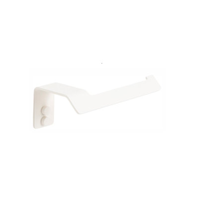 Slim matte white toilet paper holder without lid.