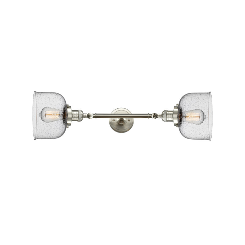 Éclairage pour meuble-lavabo à 2 lumières et à luminosité rétro Arledge, Grainé, Nickel satiné brossé, Incandescent
