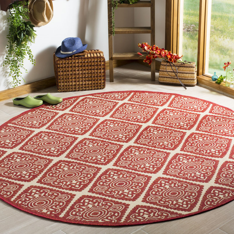 Tapis intérieur / extérieur Burnell 100 Performance Ikat, Rond 6 pi 7 po