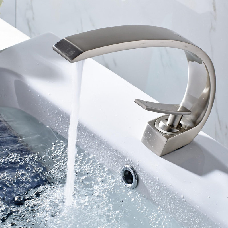 Single Handle Brass Bathroom Sink Faucet, Brushed Nickel