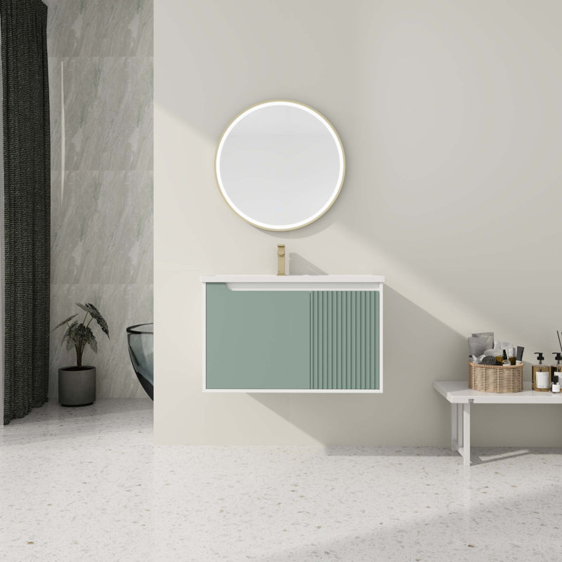 Meuble-lavabo mural avec lavabo en céramique