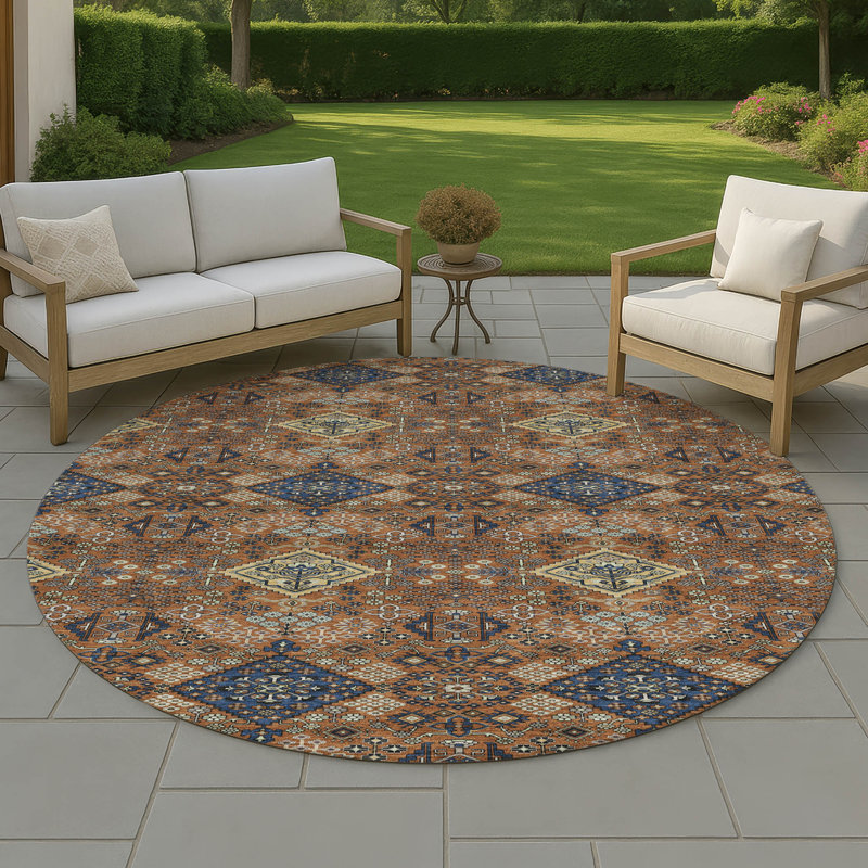 Tapis intérieur / extérieur lavable à la machine Chantille ACN2477 Global, Paprika, Rond 8 pi