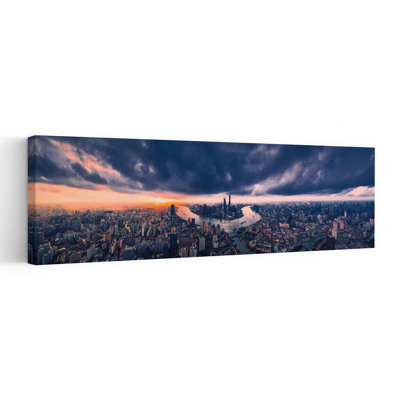 «Dramatic City Sunset Panorama», art abstrait moderne, art mural de la ville