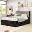 Grand lit plateforme en bois avec tête de lit et rangement pour chaussures-492297119