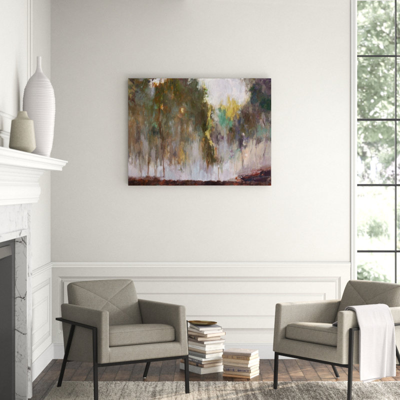 Mist In The Forest Nala Print by John Beard, 20" H x 24" W x 1.75" D, Brown Framed Canvas
