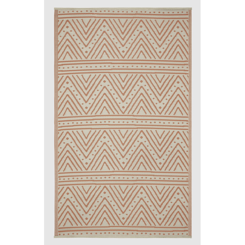 Outdoor Rug Plastic Straw Rug Waterproof Patio Johaan, Rectangle 5' x 8', Patan - Coral