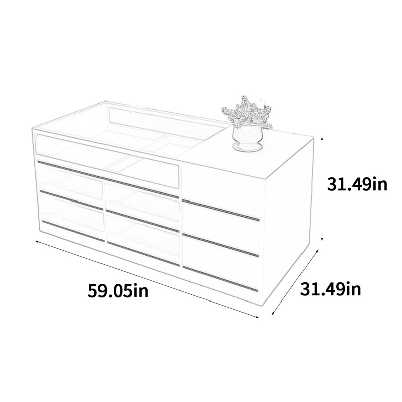 Armoire pour îlot central de luxe léger, H 31,49 po x l 59,05 po x P 31,49 po