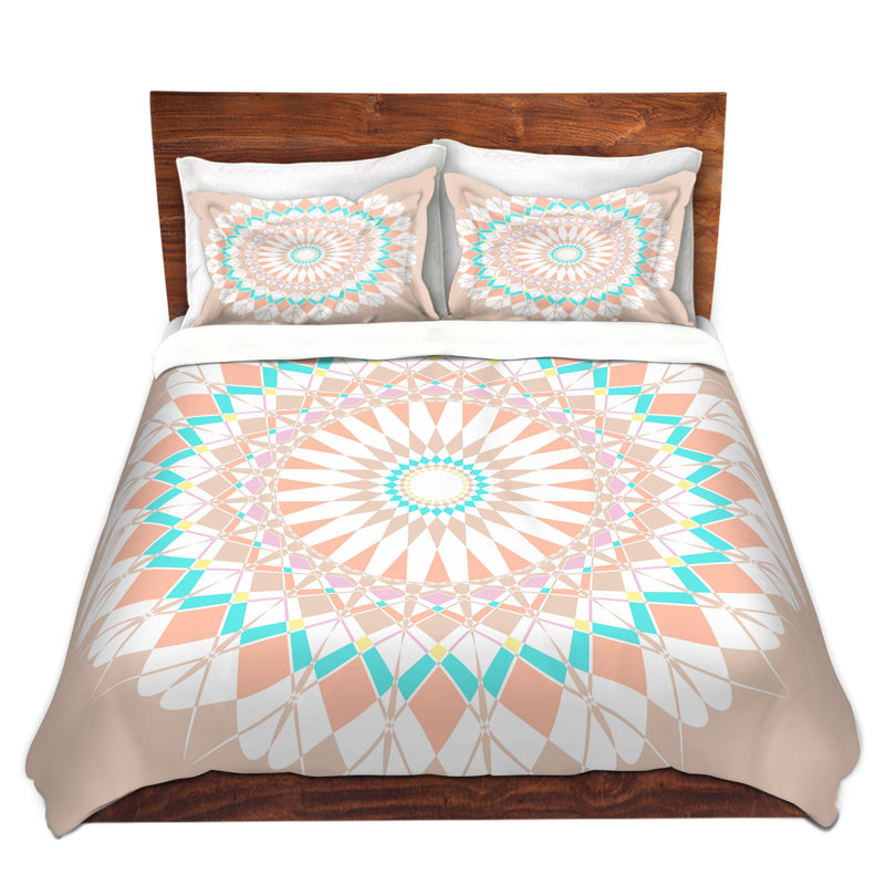 Ensemble de housse de couette plumes star mandala, 1 housse de couette grand + 2 taies standards