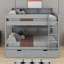 Lit superposé avec lit gigogne escamotable et tablettes de rangement latérales, lit superposé en bois peu encombrant-688741615
