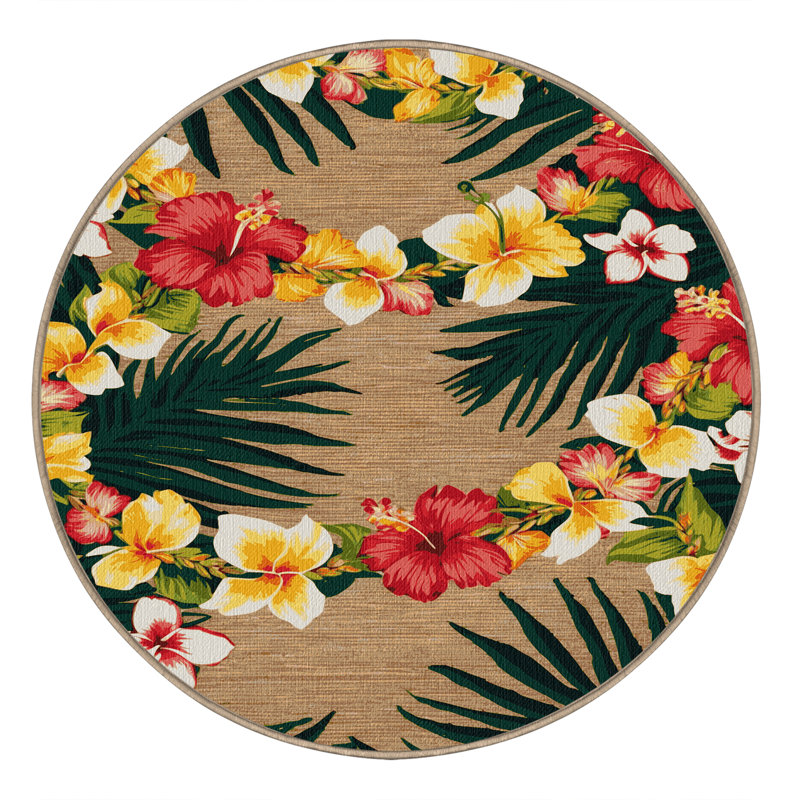  Tapis hawaïen lavable hawaïen, Rond 4 pi
