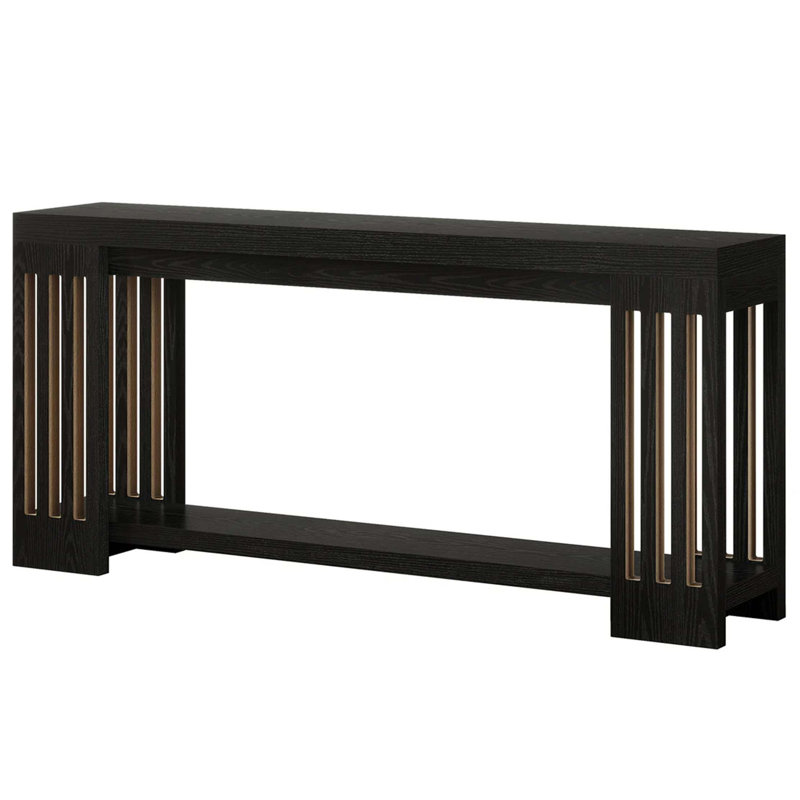 Console Table, 2-Tier End Table,Sofa Table, Black