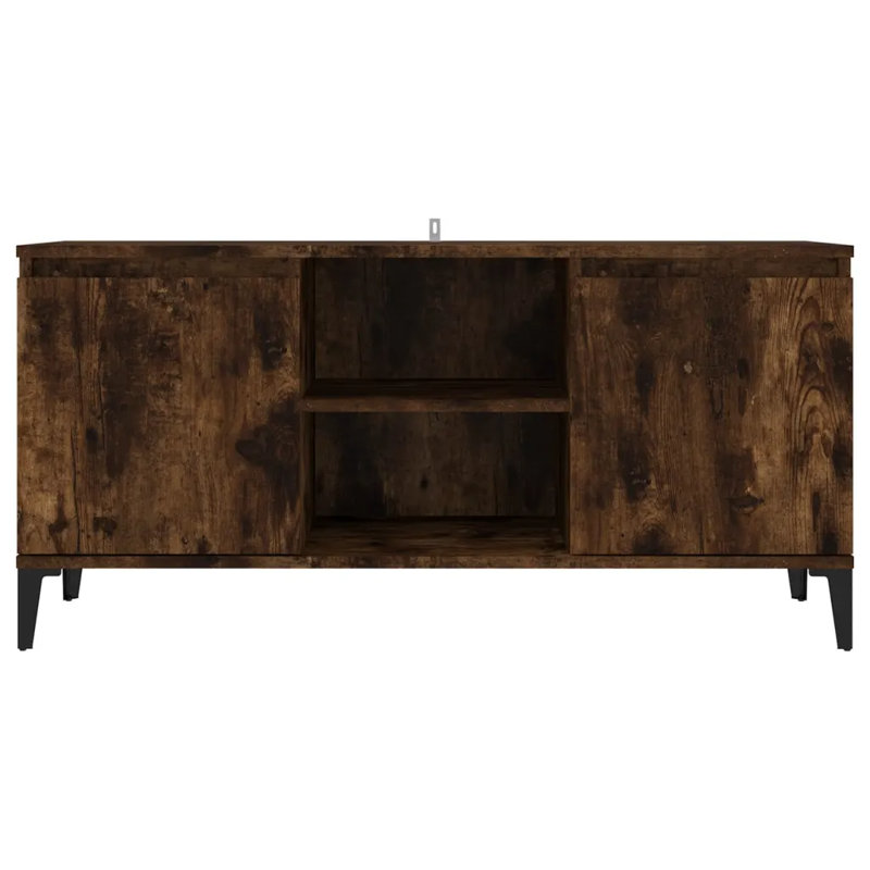 Steyning Unfinished TV Stand with Fireplace Included, Smoked Oak