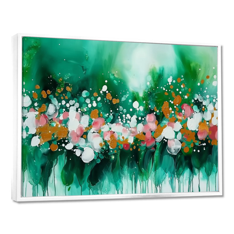 Art mural sur toile, "Mute Floral", H 12 po x l 20 po, Picture Framed, Blanc