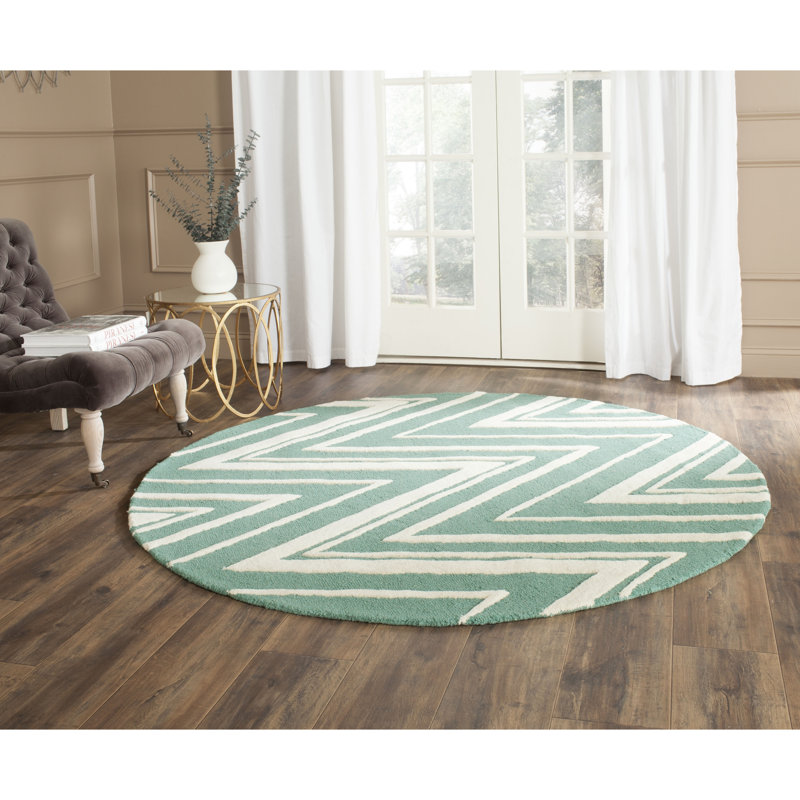 Sanyla Hand Tufted Wool Chevron Rug, Round 6'
