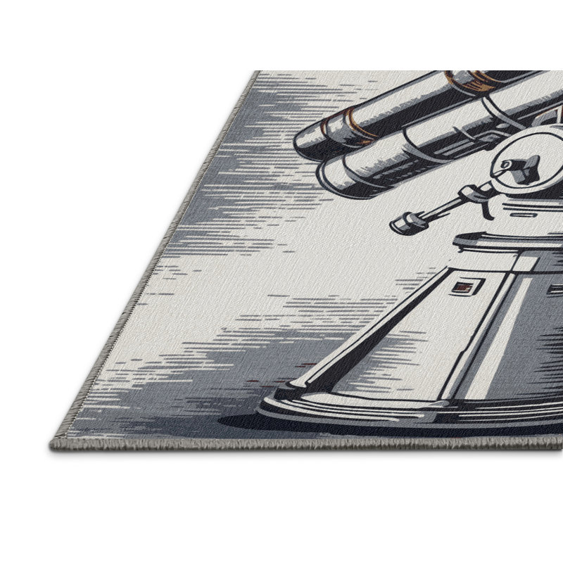 Machine Washable Space Gray Area Rug, Rectangle 6' x 9'