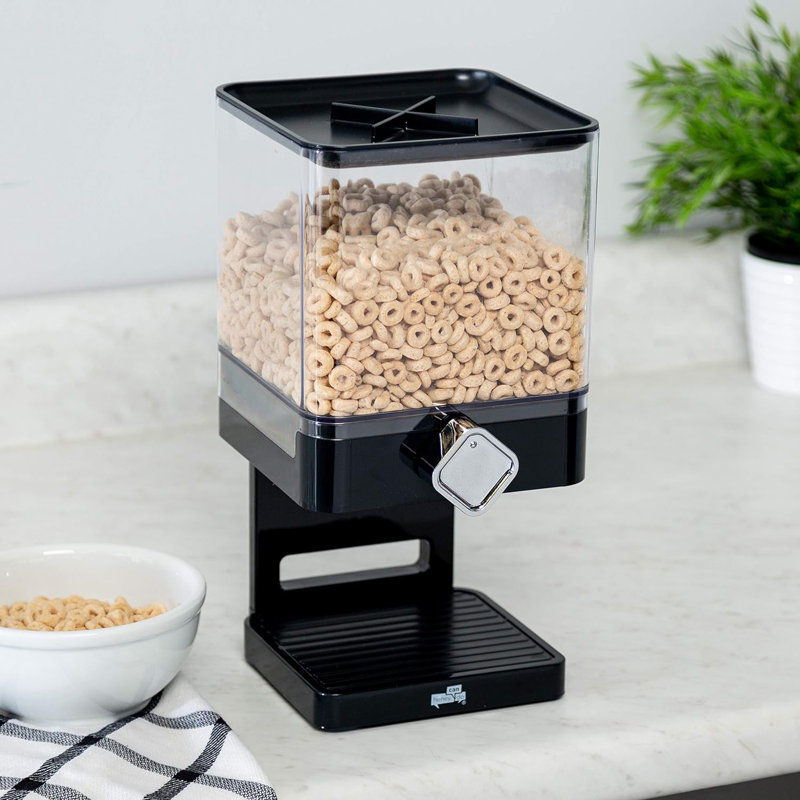 Compact Black Plastic Dry Food Dispenser