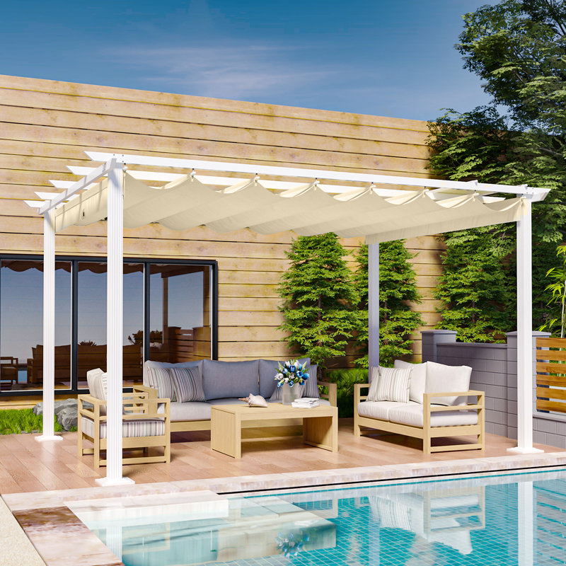 Pavillon de jardin portatif en métal x P 10 pi Verona, Beige