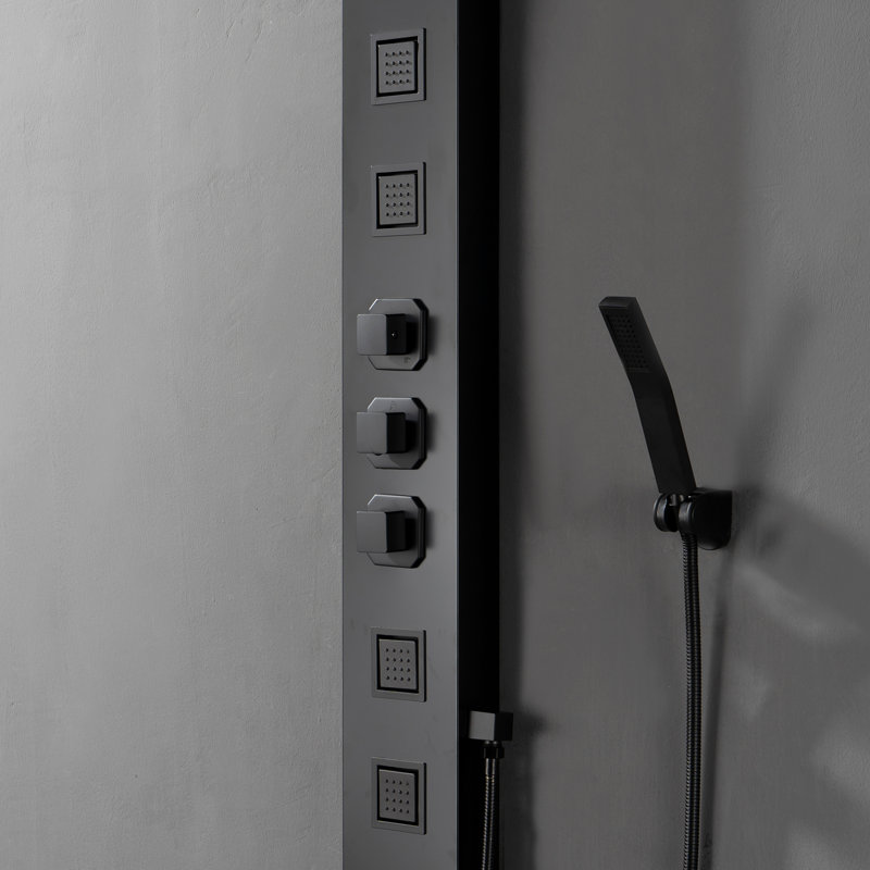 Panneau de douche 55,12, Noir mat