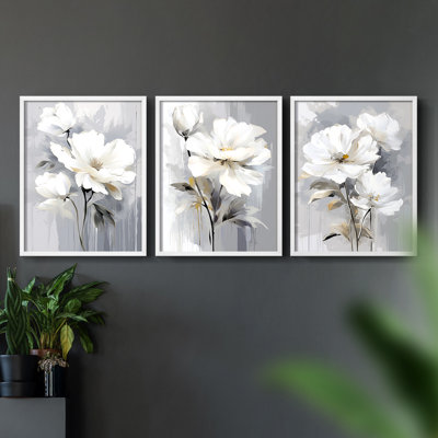 Floral Study  Series  CXLVI  -Set Of 3 Framed Giclee Prints -Ready to