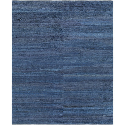 Herat Hand Knotted Wool Abstract Area Rug in Blue