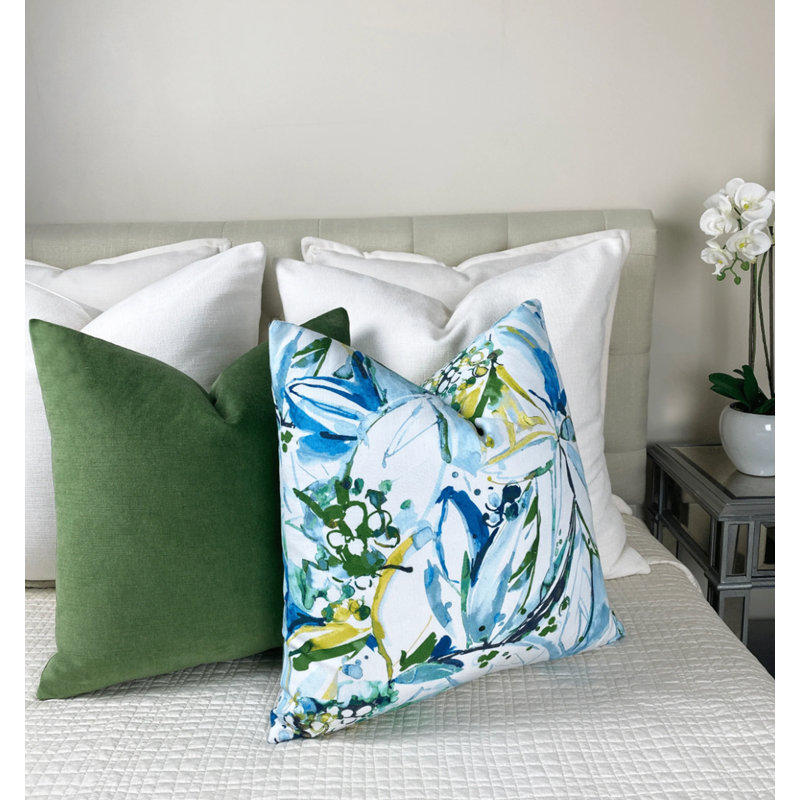 Housse de coussin en velours vert uni, Moss, 22" H x 22" W