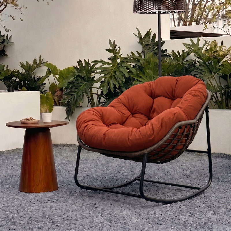 Fauteuil Papasan berçant surdimensionné pour patio, Orange