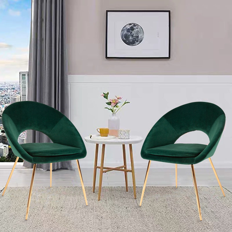 Cale Velvet Armchair, Green, Gold
