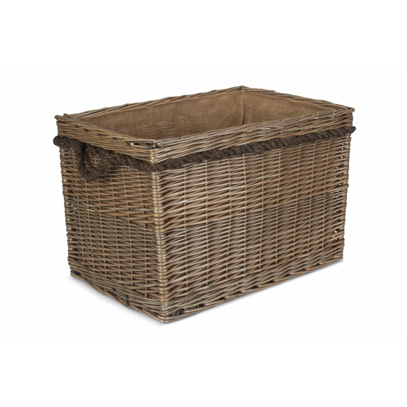 Coaling Wicker Rope Handled Log Basket with Lining, 38cm H x 58cm W x 38cm D