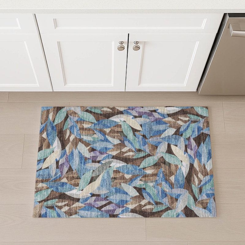 Machine Washable Indoor/Outdoor Jourdan ACN2383 Floral Rug, Rectangle 1'8" x 2'6"