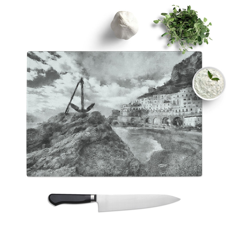 Amalfi Coast in Italy Painting Chopping Board, 0.4cm H x 29cm W x 39cm L