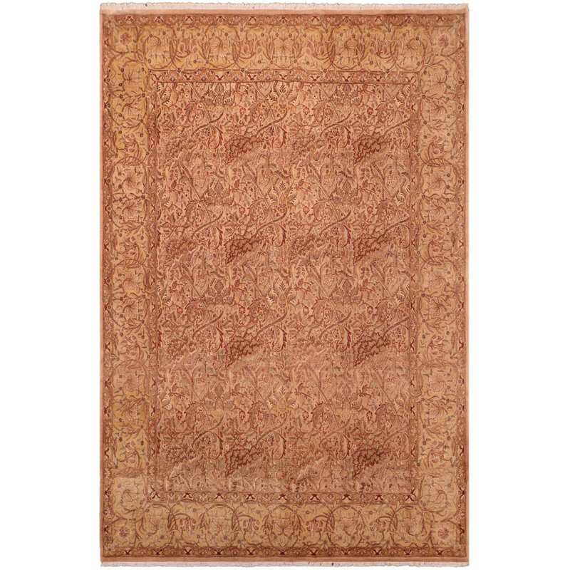 Tapis oriental brun clair en laine noué à la main 8 pi x 10 pi 8 po Parick
