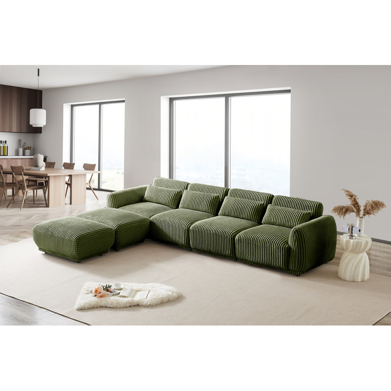 Canapé modulaire en velours côtelé Nickelsville, Velours côtelé vert