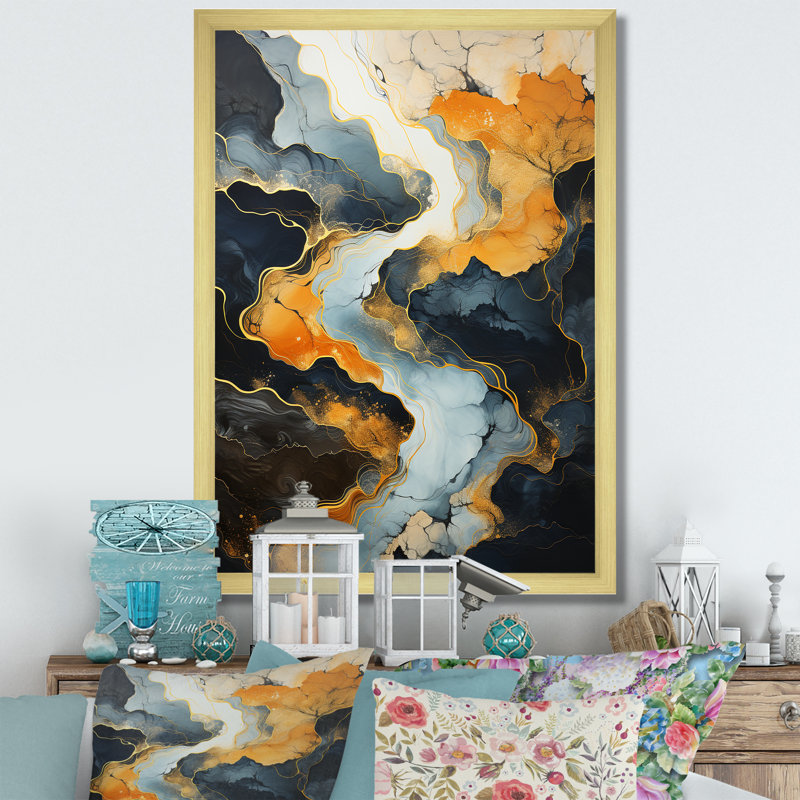 Meandering River Endless Journey V - Print on Canvas, H 44 po x l 34 po x P 1,5 po, Encadrement doré