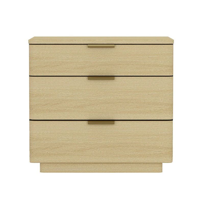 Hedberg Nightstand with 3 Drawers, Natural Oak/Gold, Individual