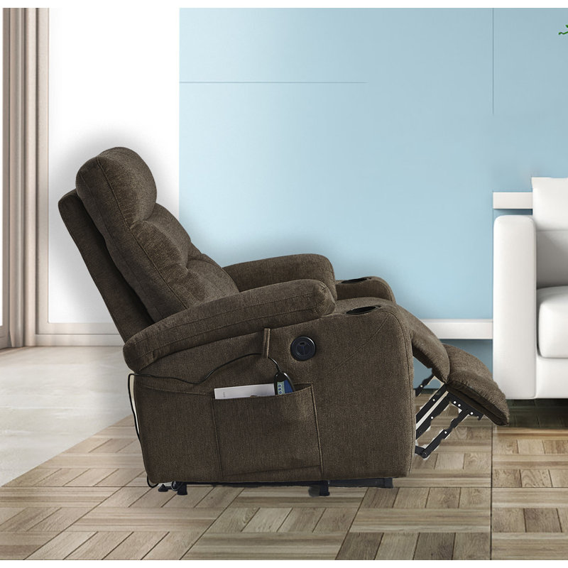 Fauteuil de massage inclinable électrique chauffant, Polyester brun foncé