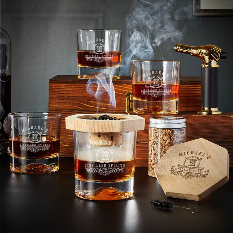 Home Wet Bar Black Diamond Personalized 7Pc Whiskey Smoker Kit With Two  Glasses