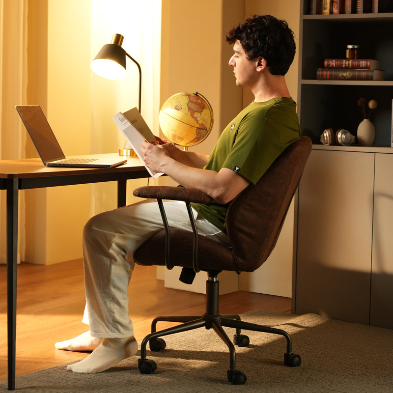 Fauteuil de bureau pivotant Daden, Marron foncé