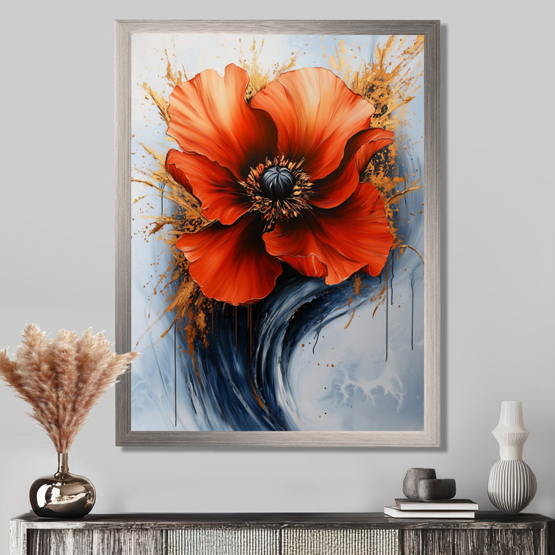 Sommer - Abstract Wall Art Living Room, Argent argent, H 32 po x l 24 po, Reproduction encadrée d'une seule photo