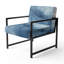 Chaise d'appoint rembourrée abstraite bleue et blanche-730545611