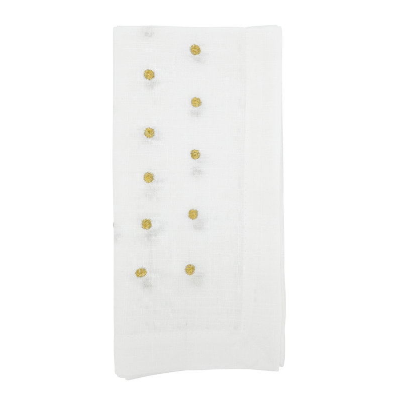 Aadhya Collection Polyester Polka Dots Square Napkin, Gold